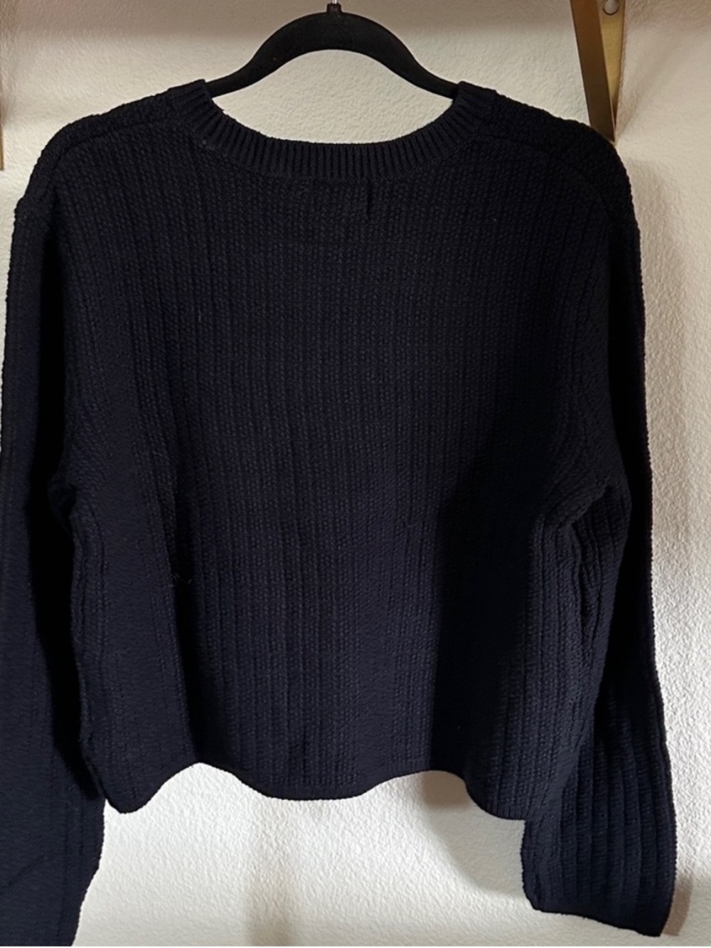 H&M NEW Women's Large Pointelle-Knit Sweater in black. - Picture 5 of 9